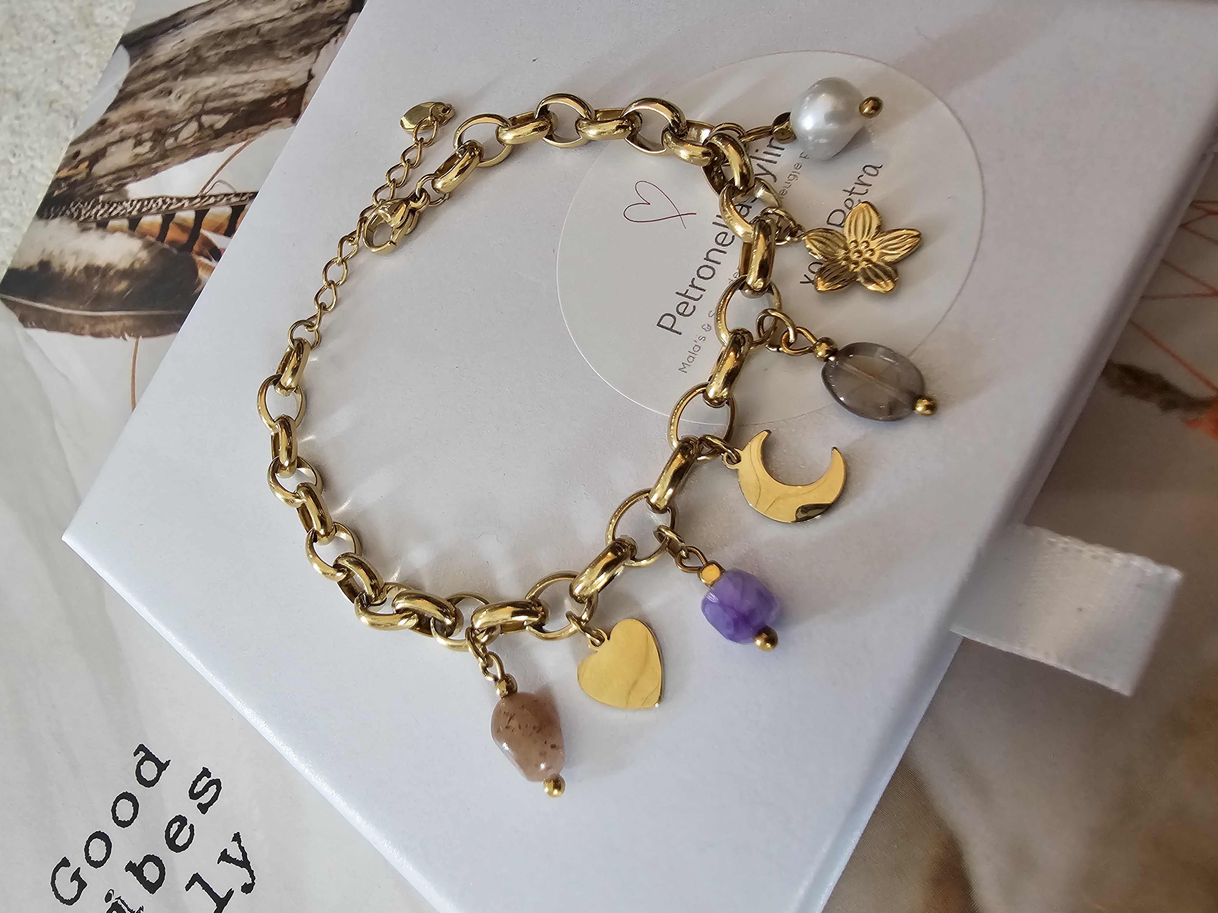 Bedelarmband met mix edelsteen