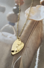 Gehamerd hartje | Stainless steel ketting