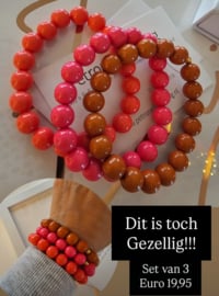 Set van drie armbanden 10mm kralen