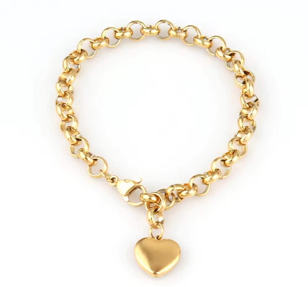 Bedelarmband gouden hart (basisarmband)