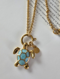 Schildpad Boeislot ketting lang stainless steel