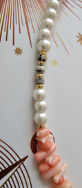 Parel look ketting peach Koraal