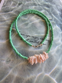 Seadbeads Green, Pink schelp (zilver)
