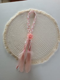 Boho haarband met bloem, kant, glitter en veren