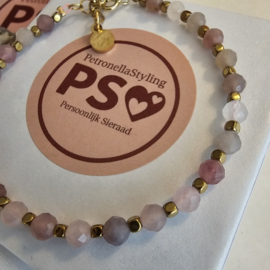 Rozenkwarts Toermalijn armbandje