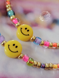 Smiley moeder/dochter set 2 armbandjes