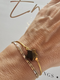 Satijnkoord Armbandje Tijgeroog ☆
