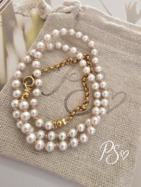 Vintage Parellook ketting (roze parelzijde)