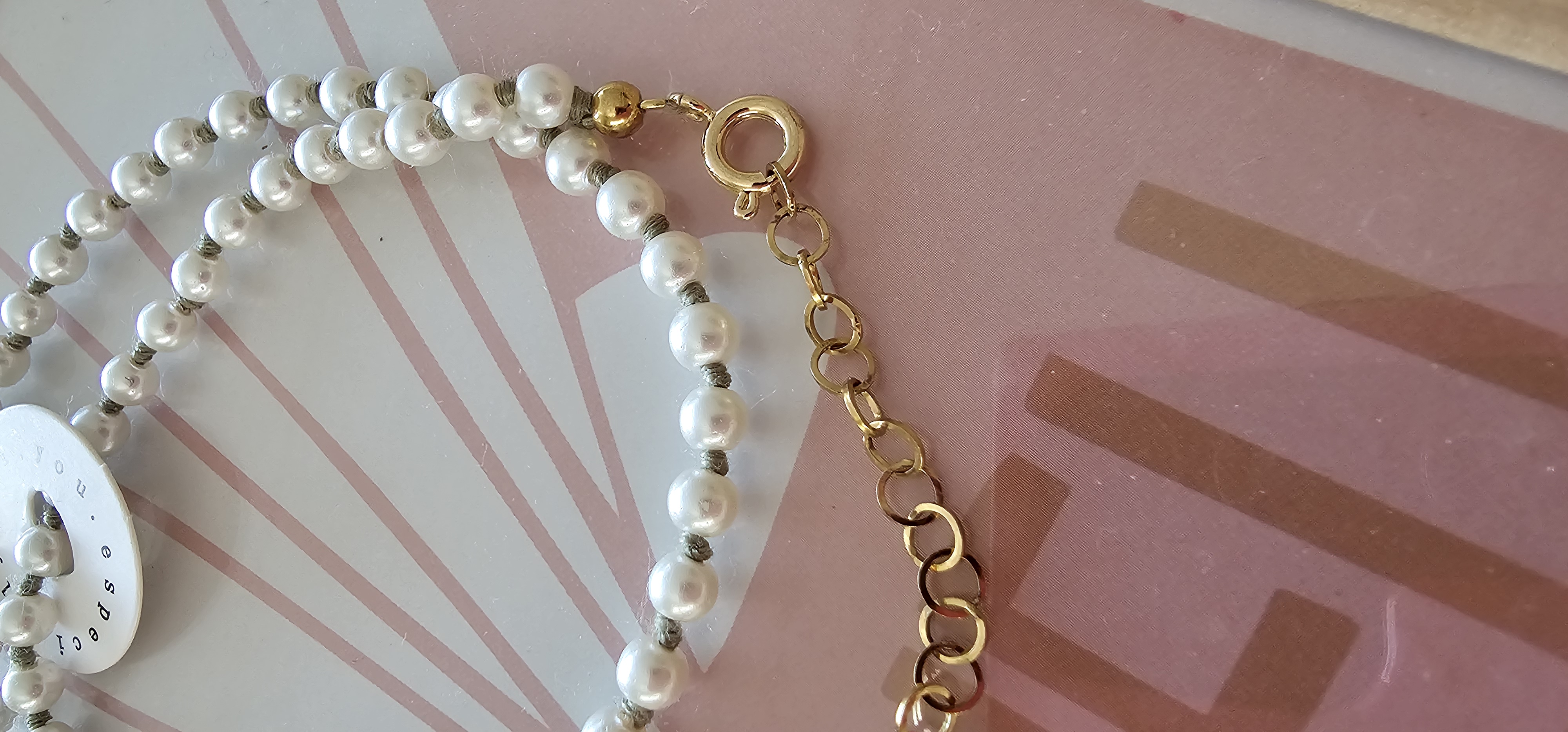 Vintage Parellook ketting (groene draad)