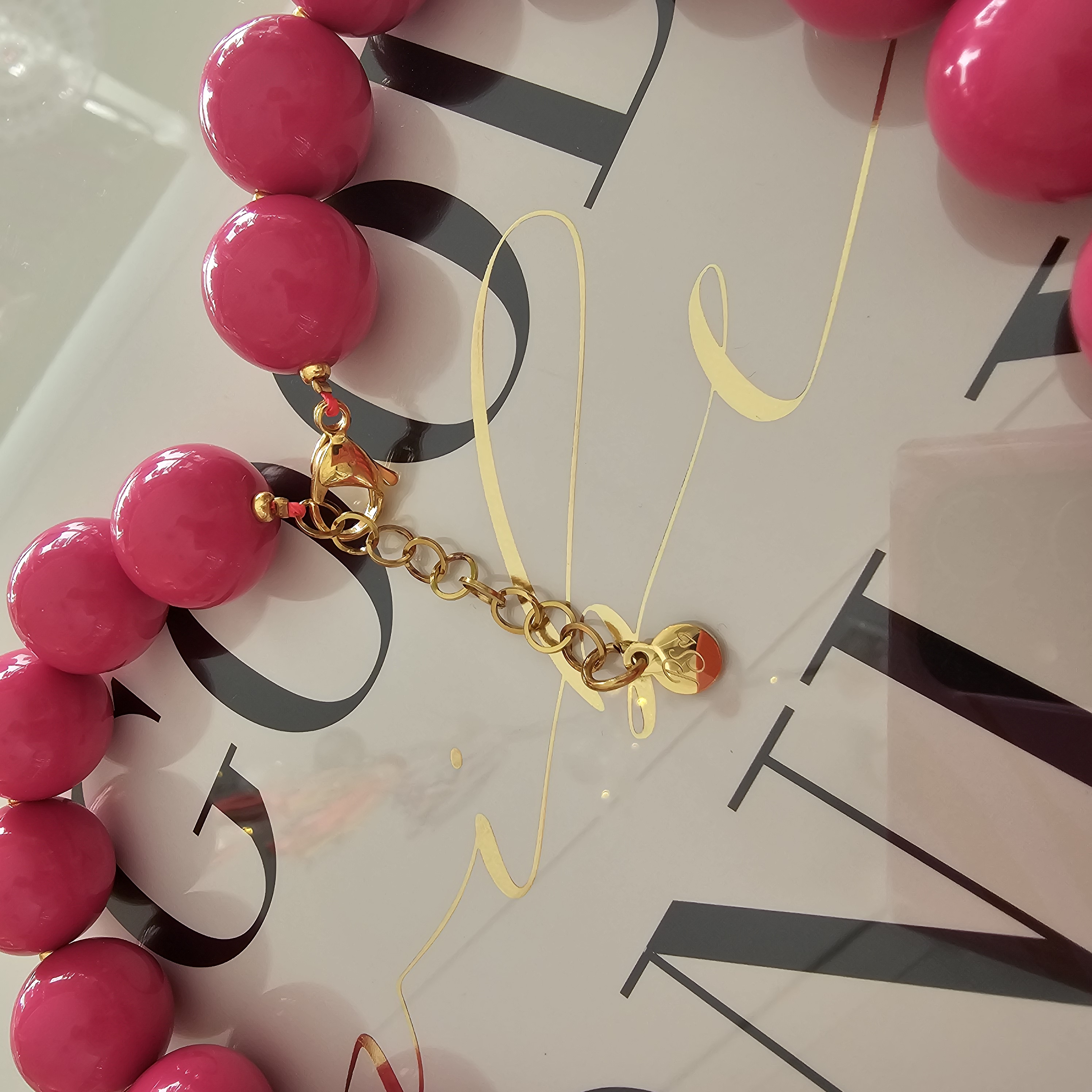 Kauwgombal ketting Magenta Pink