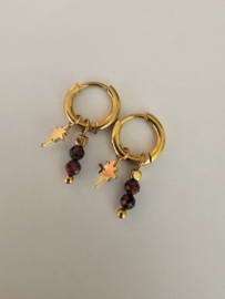 Granaat en ster oorbellen