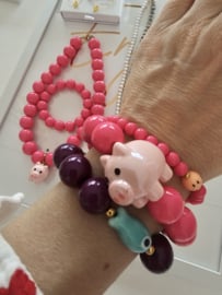 Kauwgombal XL armband Lucky Pig