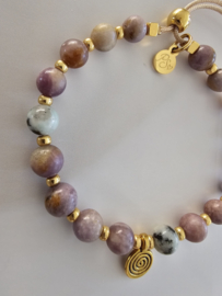 Lepidoliet & Kiwi Jaspis Happy BlessingMala 6mm