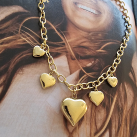 Stainless steel bubble hart ketting