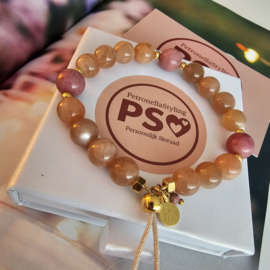 PinkMoon Maansteen Rhodoniet Blessing Mala 8mm