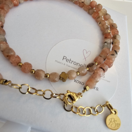Zonnesteen en Hematiet ketting