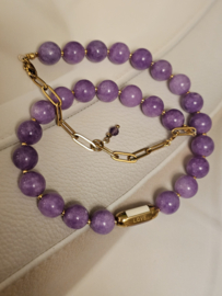 Calcedoon edelsteen grote bollenketting