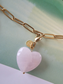 Groot hart hanger Rozenkwarts