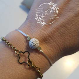 Diffuser armbandje witte Lavasteen