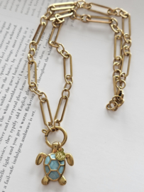 Set grove Paperclip ketting met grote schildpad
