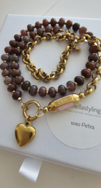 Complete set 50/50 beads ketting Indian Agaat met Messagebox