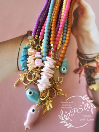Candy beads ketting roestbruin pink