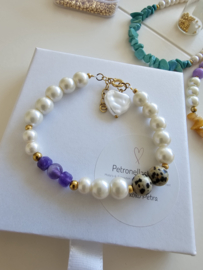 Pearl look met Amethist en Dalmatiër Jaspis