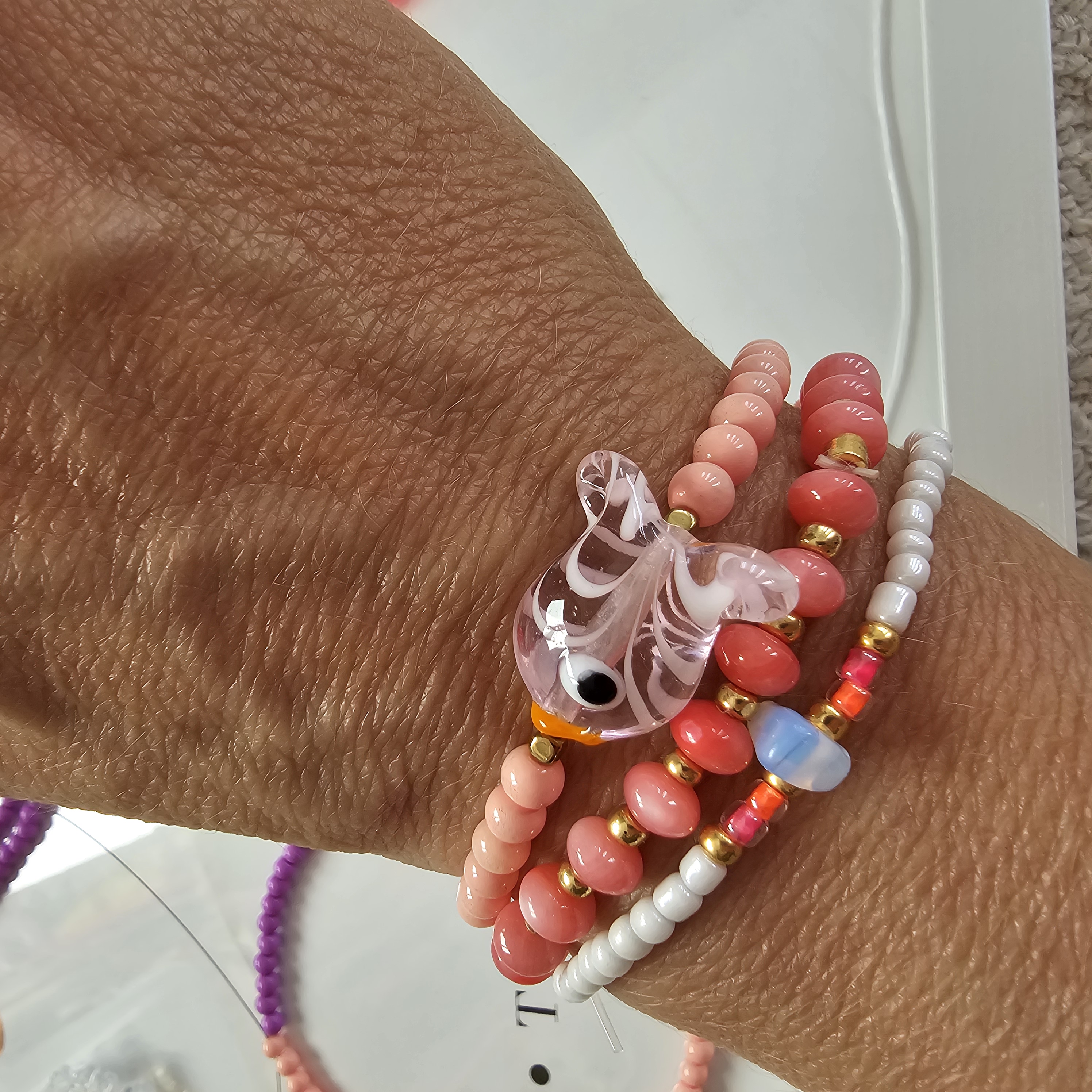 Coral Sea armband glasgeblazen visje