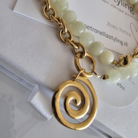 Complete set 50/50 beads ketting incl 2 gold plated bedels