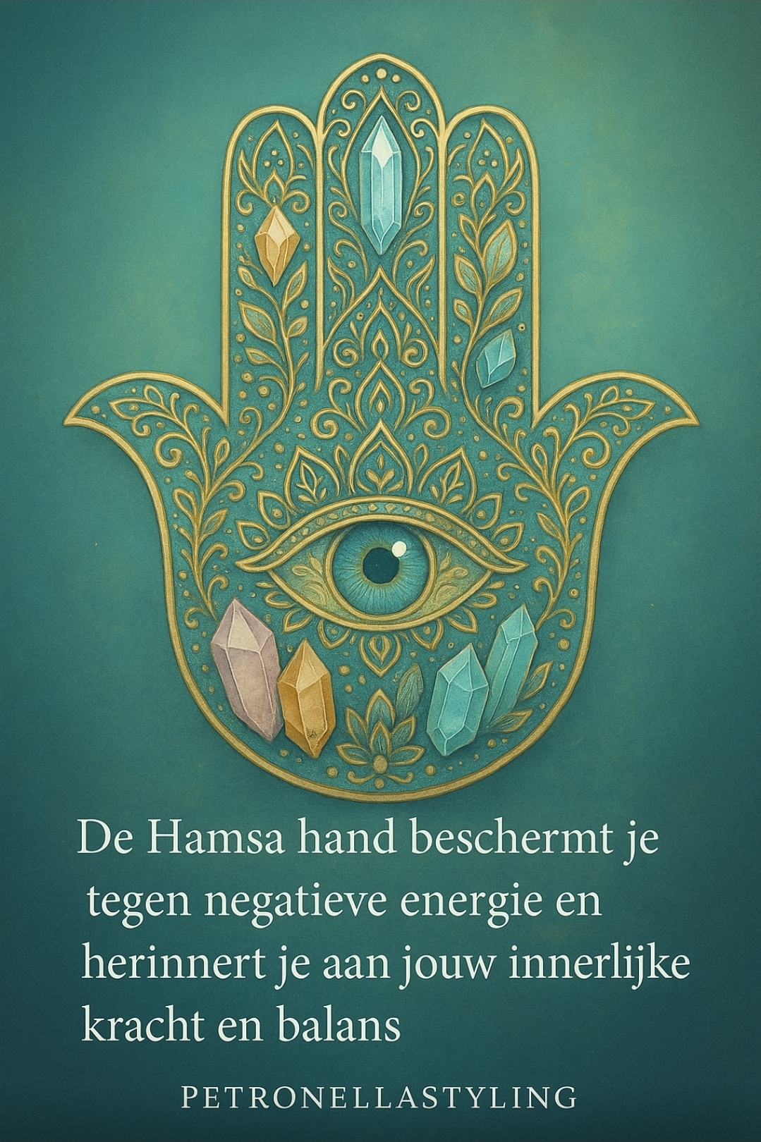 Hamsa handje met witte Labradoriet oorbellen