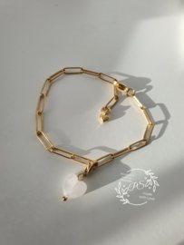Basis Armbandje met bedeltje Rozenkwarts