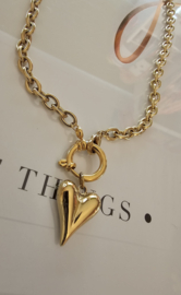 Basis connectie ketting met boeislot stainless steel (goud)