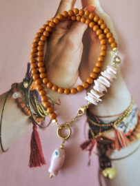 Candy beads ketting roestbruin pink