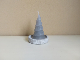 Kerstboom kaars in betonnen schaaltje,  grijs