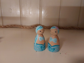 Set van 2 zeemeerminnen,  blauw haar