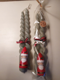 Set gedraaide kaarsen groen met pegdoll