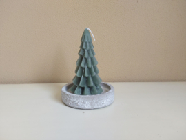 Kerstboom kaars in betonnen schaaltje, groen