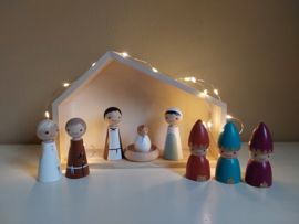 Kerststal met lampjes