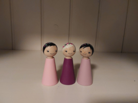 Bloemenmeisjes, set van 3 paars/roze