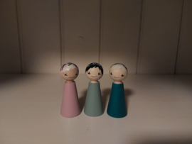 Bloemenmeisjes, set van 3 groen/roze