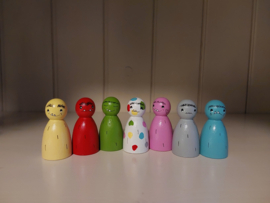 Kleurenmonsters, set van 7 pegdolls