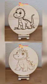 Houten kleurplaat - Dino