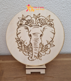 Houten kleurplaat - Olifant