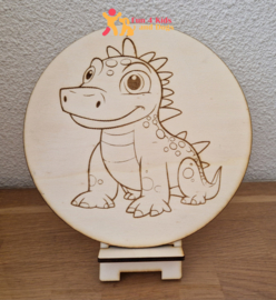 Houten kleurplaat - Dino