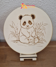 Houten kleurplaat - Panda