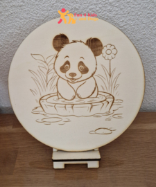 Houten kleurplaat - Panda