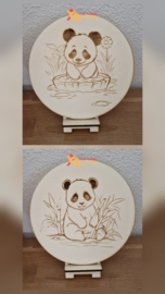 Houten kleurplaat - Panda