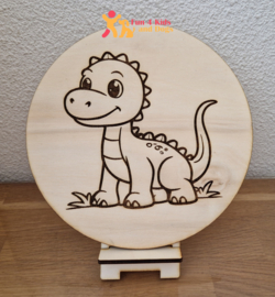 Houten kleurplaat - Dino