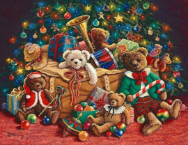 'Christmas Teddy Bears' Mona Lisa Diamond Painting