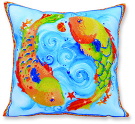 'Dancing fish' Diamond Dotz Coussin